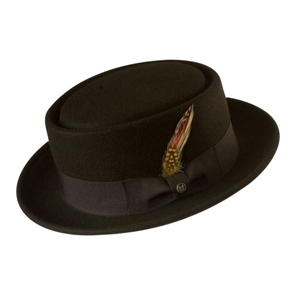 Gamble & Gunn's Classic Pork Pie Hat 100% Black Wool