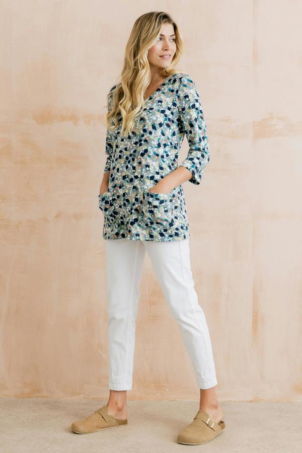Lily & Me Coastal Jersey Print Tunic Ocean