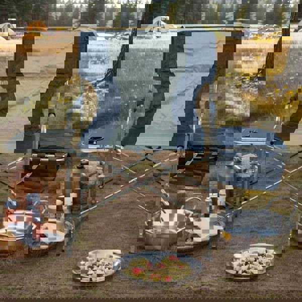 Gr8 Garden Folding Directors Camping Chair Portable Seat with Side Table Storage Cooler Bag