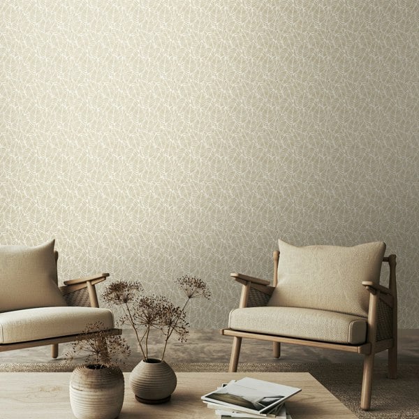 Hoopla Walls Zebra Leaf - Linen 10m Wallpaper