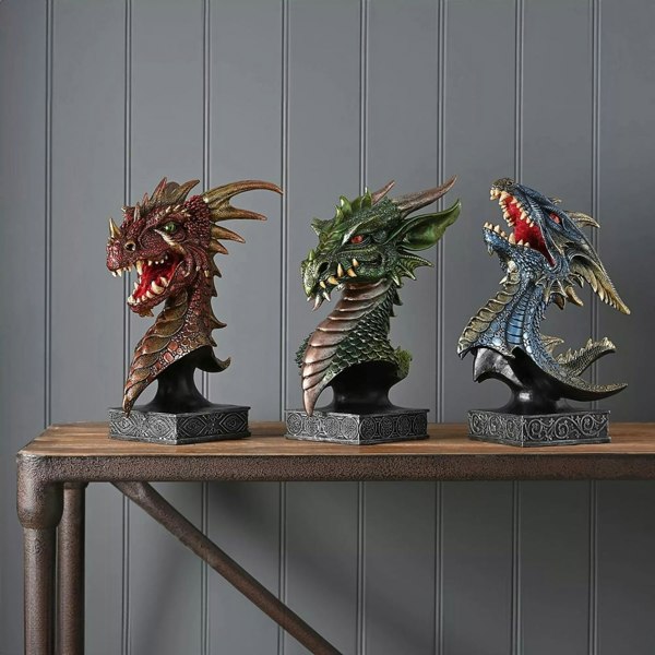 T. H. Baker Mystic Legends Blue Dragons Head Bust Ornament 69556