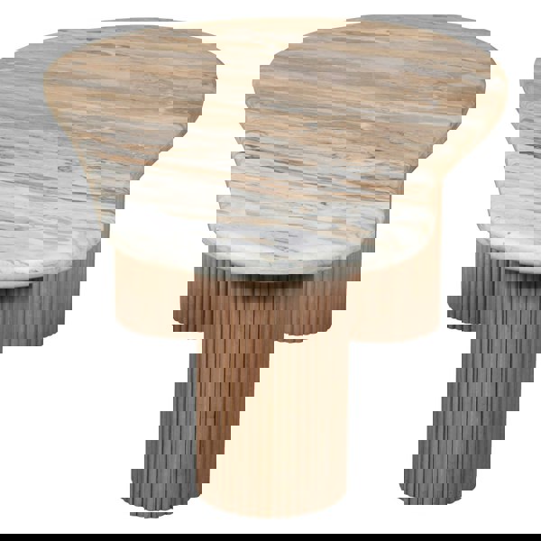 IH Design Bundi Natural Marble & Wood Pedestal Coffee Table