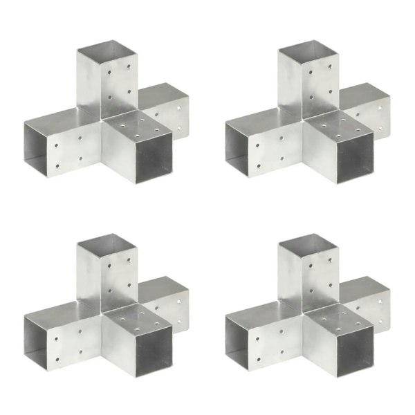 Berkfield Post Connectors 4 pcs X Shape Galvanised Metal 71x71 mm
