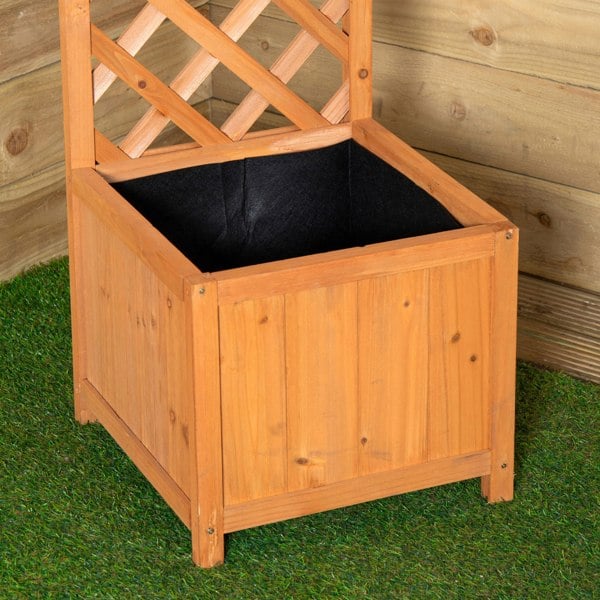 Samuel Alexander 1.6m Samuel Alexander Natural Wooden Freestanding Garden Trellis with Raised Bed Planter