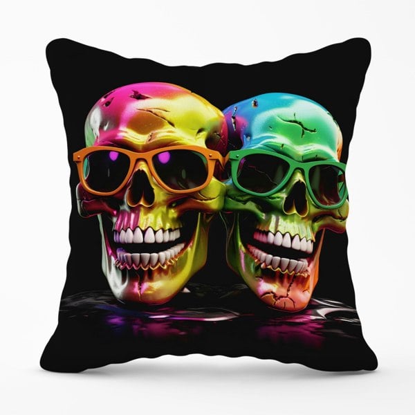 Warren Reed Happy Skeletons In Sunglasses Cushions