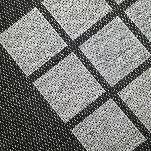 Viva Rugs Non-Slip Black Grey Rug Geometric Border Design Flat Weave Kitchen Dining Room Living Room Area Mat