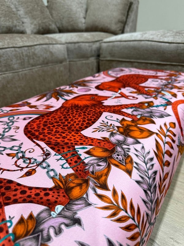 ISTOOLS Premium Pink Elephant Printed Footstool Pouffe Ottoman – Made to Measure