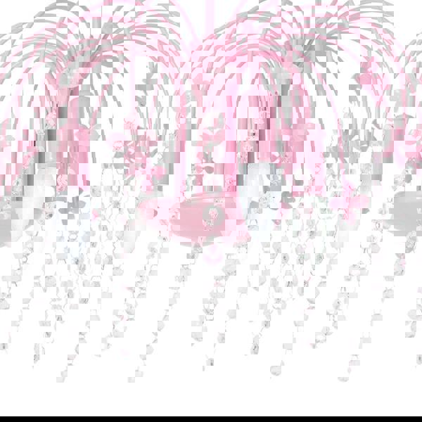 Milagro Laura Pendant Lamp Hand Made Baby Pink With Crystal Droplets