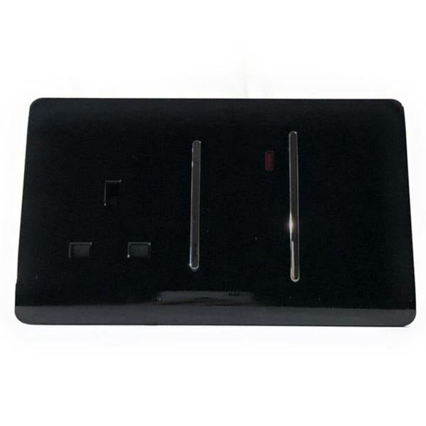 Trendi Switch 45 Amp Cooker Switch & 13 Amp Plug Socket with Neon in Piano Black