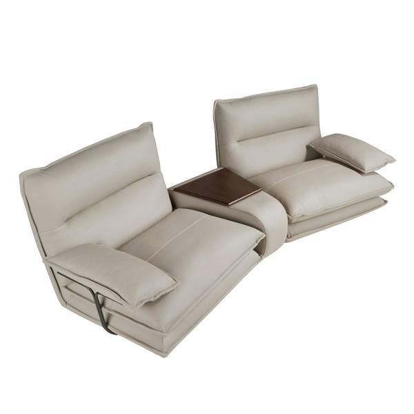 Angel Cerdá 2-Seater Taupe Grey Leather Sofa 6371