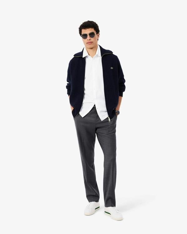 Lacoste Regular Fit Mens Oxford Shirt - White/White 800 | CHO | Designer Mens Short Sleeve Shirts