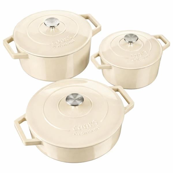 Cooks Professional Set of 5 Cast Iron | Ivory