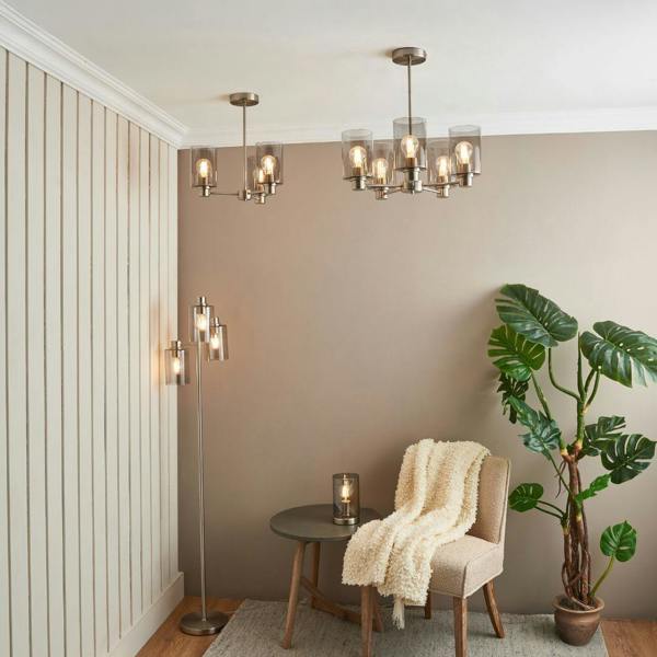Pagazzi Lighting Kingsholm 5 Light Satin Nickel Semi Flush Ceiling Light