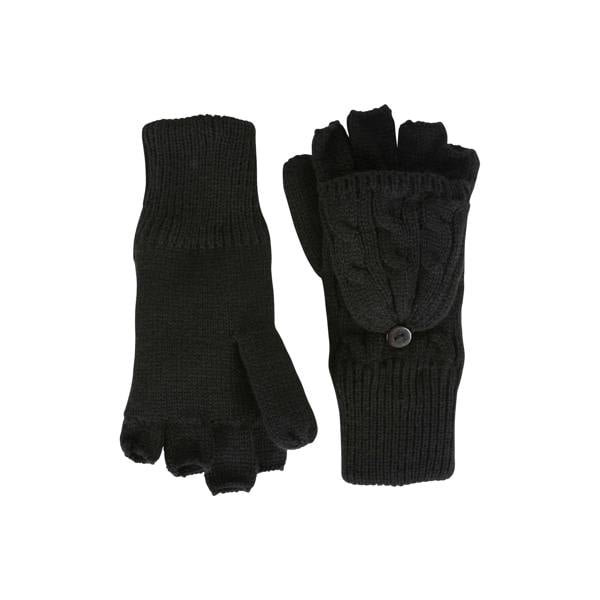 Mountain Warehouse Womens/Ladies Faux Fur Lined Fingerless Gloves - Black - 