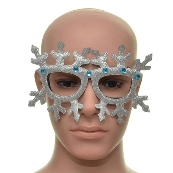 Silver Snowflake Christmas Glasses Fancy Dress Party Photo Props with Glitter Detail image 1