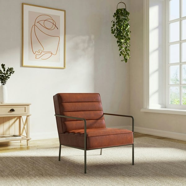 Dorel Home Bookham Accent Chair in PU Rust