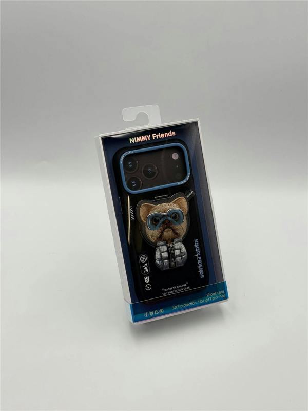 Nimmy Friends Nimmy Cool & Cute 2.0 Little Rich Tycoon Dog Case with MagSafe Stand for iPhone 17 Pro Max 6.9" Black Blue