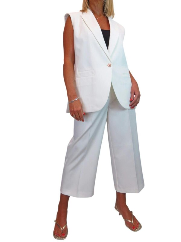 Paulo Due Women's 2 Piece Waistcoat Trouser Suit - Cream