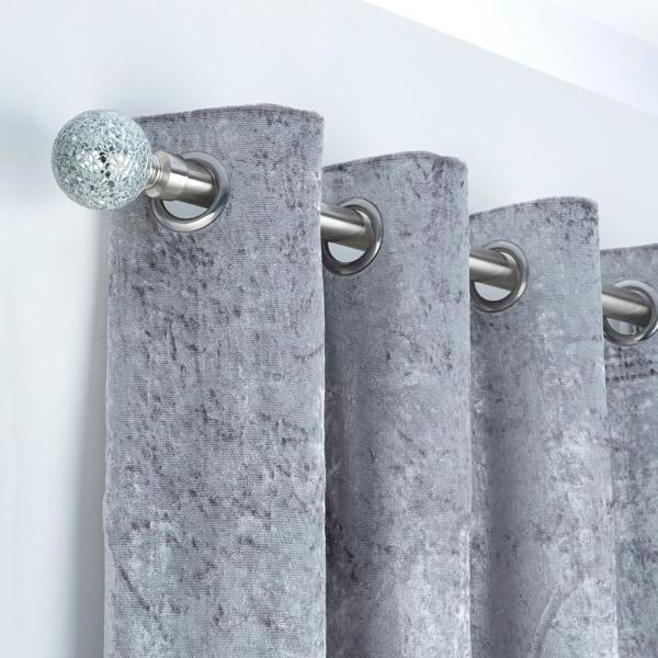 A.Unique Home Crackle Ball Extendable Curtain Pole (25/28mm) (Brushed Steel,180cm-340cm)
