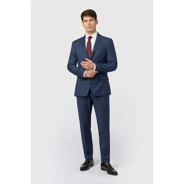 Ted baker Slim Fit Navy Caramel Check Jacket