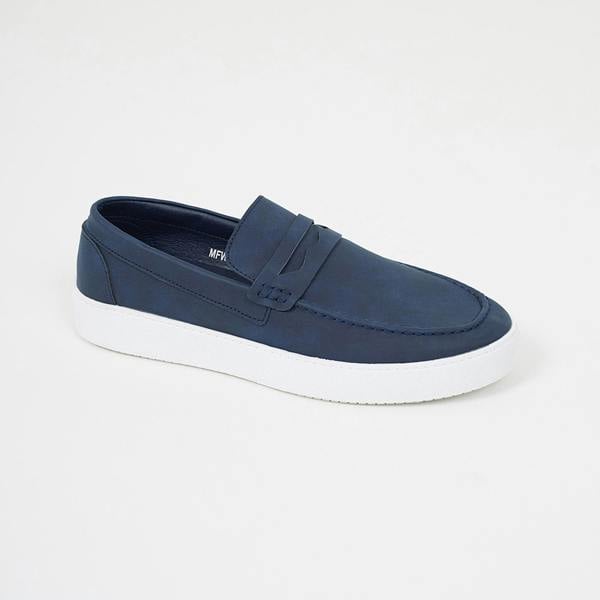 Brave Soul Navy Faux Suede Loafers - Navy Image 1