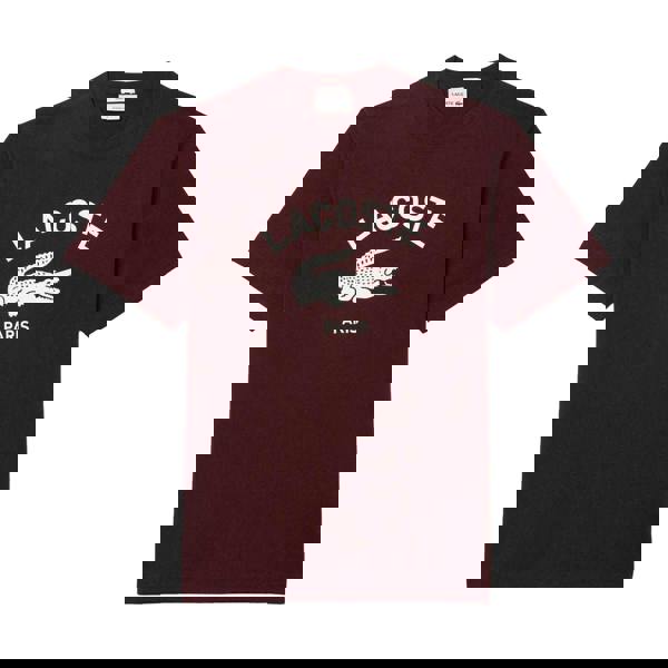 Lacoste Unisex Adult Printed Signature Cotton T-Shirt - Maroon Red