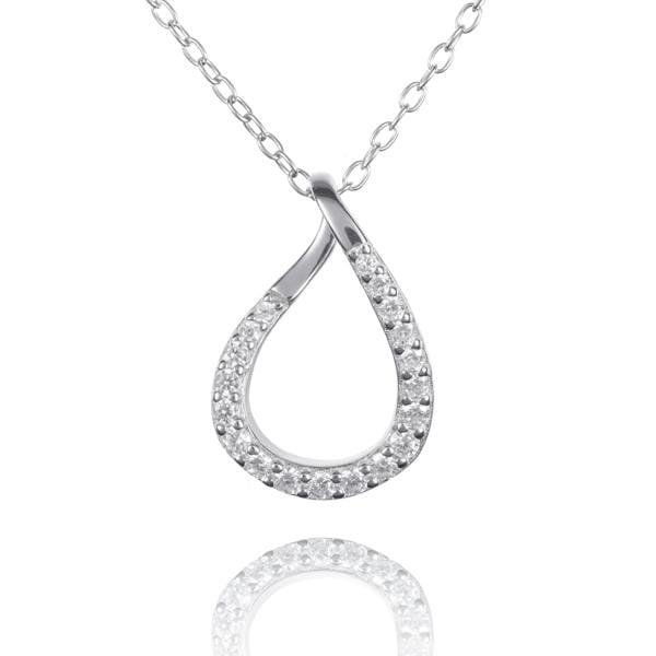 namana 925 Sterling Silver Pear Shaped Pendant Necklace for Women