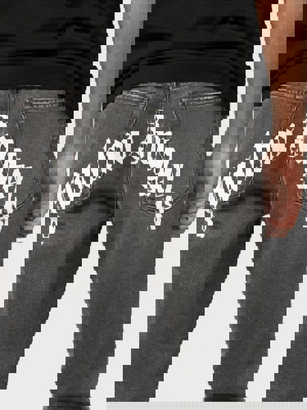 Palm Angels Logo Denim Straight Leg Jeans Black/White - Supplied FashionPalm Angels