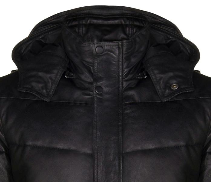 Infinity Leather Mens Puffer Leather Bomber Jacket-Alicante