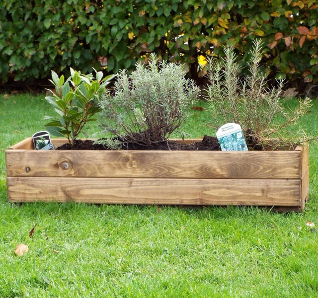 Samuel Alexander Hand Made 76cm x 23cm x 14cm Rustic Wooden Garden Window Trough Flower Planter