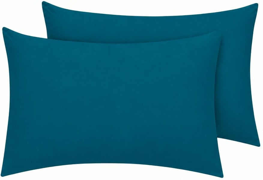 Night Zone Housewife Polycotton Pillowcases Pair – Plain Dyed Easy Care Bed Linen - Teal