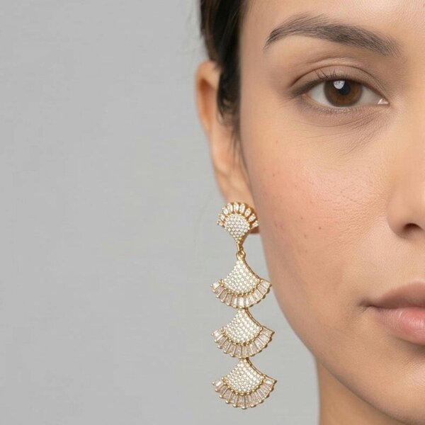 Uchi & Soto Gingko Rhinestone Layered Earrings