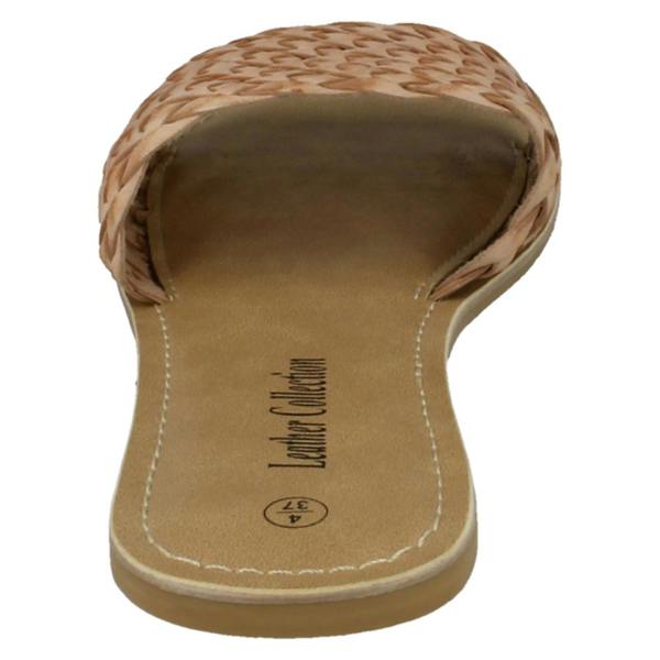 Leather Collection Ladies Leather Collection Flat Weave Mule Sandals