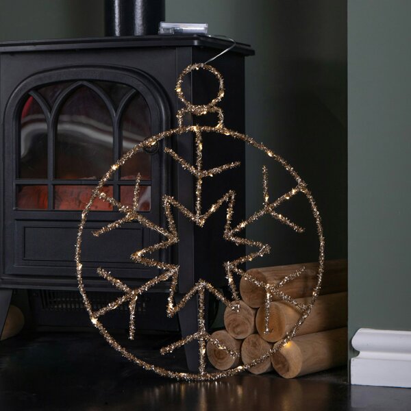 Samuel Alexander 49cm Battery Powered Light up Gold Christmas Snowflake Ball with Warm White Twinkling LEDs