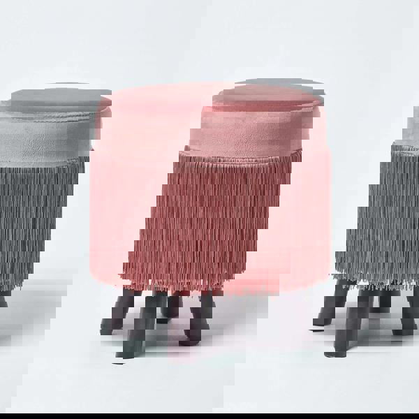 HOMESCAPES Warwick Velvet Footstool with Legs