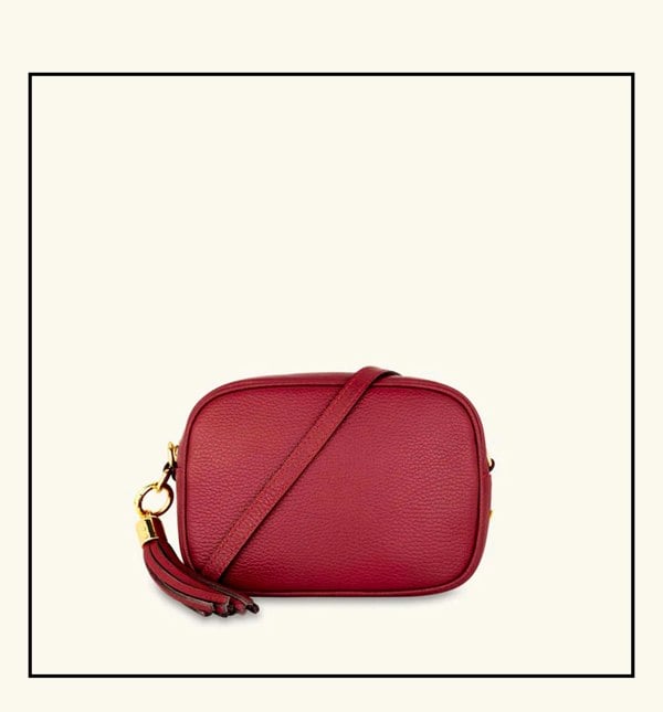 Apatchy London The Tassel Leather Crossbody Bag - Cherry Red