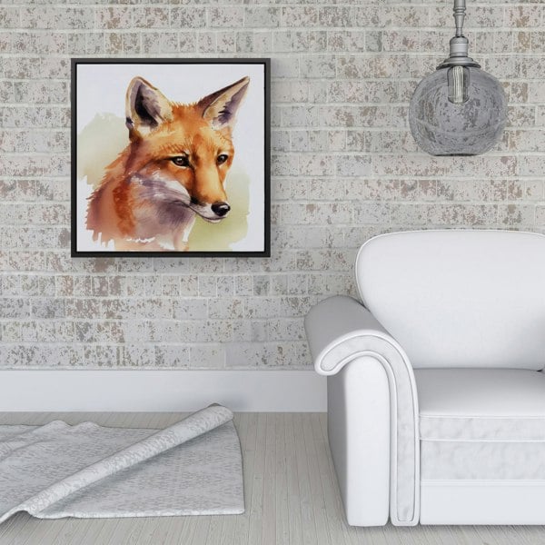 Warren Reed Fox Watercolour Framed Canvas