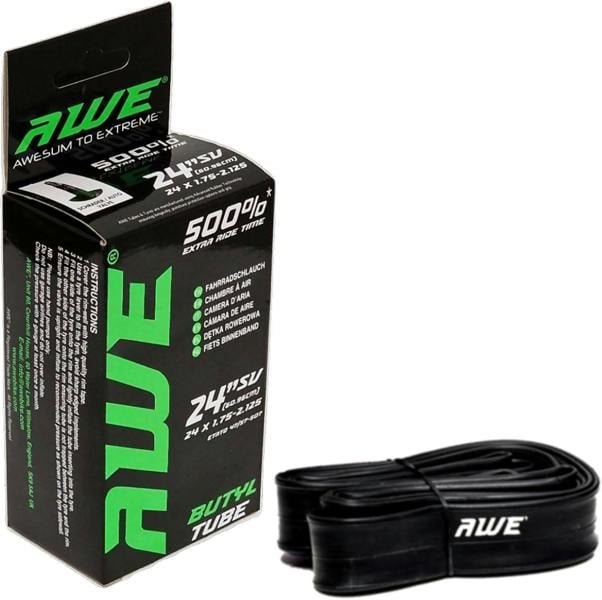 Awe Butyl Rubber 24" x 1.75-2.125 Inner Tube 500%* Extra Ride Time Schrader Valve