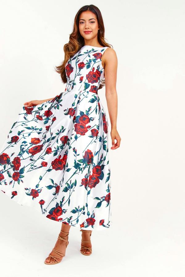 LuvForever White Floral Long Dress