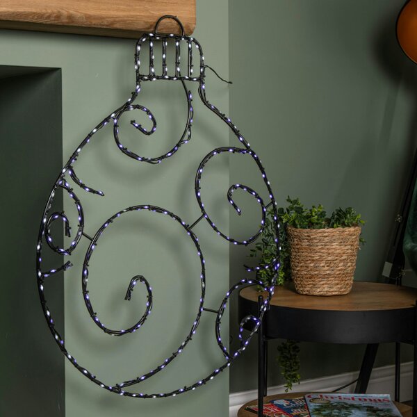 Samuel Alexander 78cm Metal Hanging Christmas Bauble with 245 Static & Twinkling LEDs in Blue & White