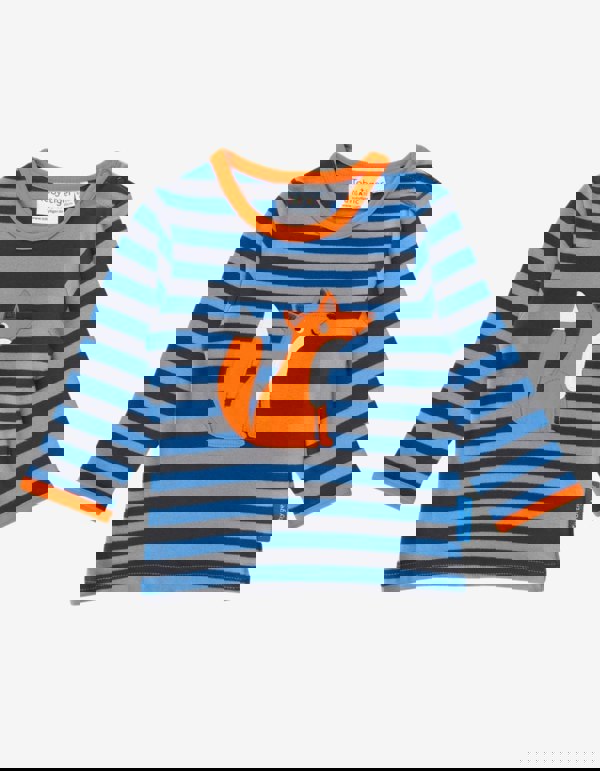 Organic Fox Applique Long - Sleeved T-Shirt - Toby Tiger UK Retail