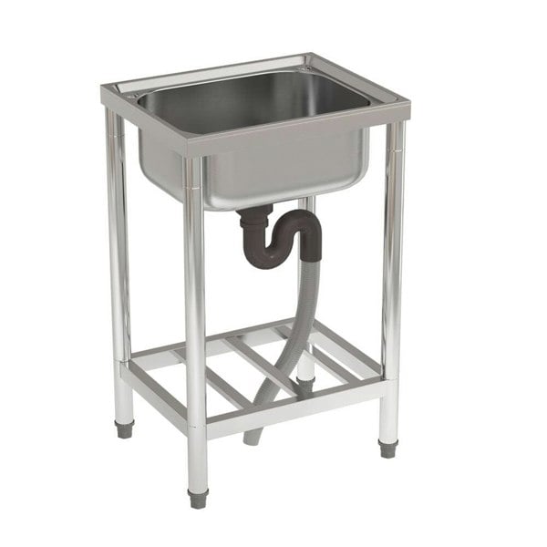 Stainless Steel One Compartment Commercial Kitchen Sink with Left Drainboard Kitchen Sinks Living and Home