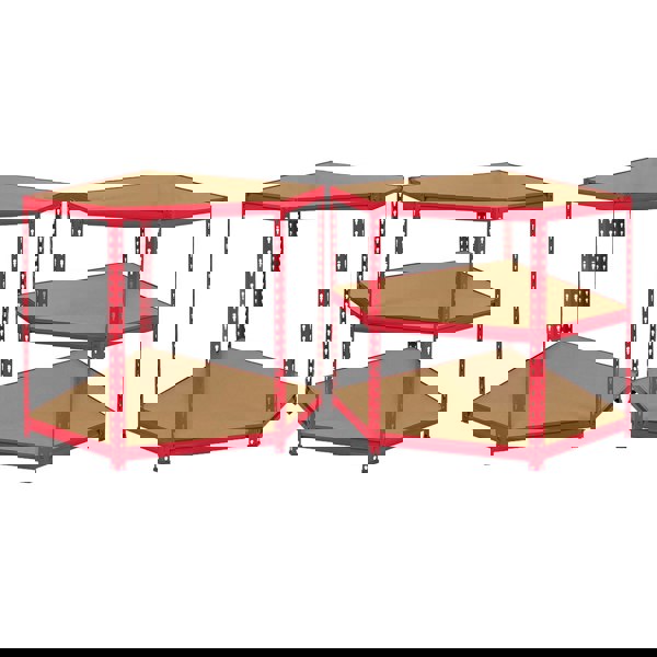 Monster Racking Z-Rax Corner Storage Shelf Unit, Red, 90cm Wide