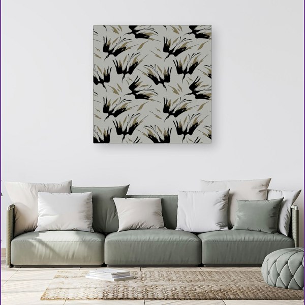 Warren Reed Black And Gold Fire Bird Silhouettes Canvas