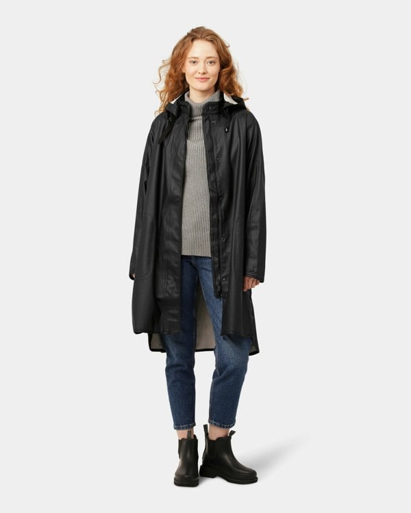 Ilse Jacobsen Rain Womens A-Line Rubberised Raincoat - Black 001