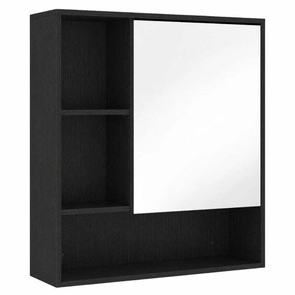 Bathroom Mirror Cabinet, Wall-Mounted Bathroom Cabinet with Mirror Door, Adjustable Shelves, Black