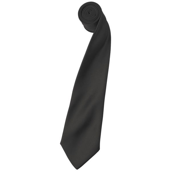 Premier Mens Plain Satin Tie (Narrow Blade) (Pack of 2) - Dark Grey