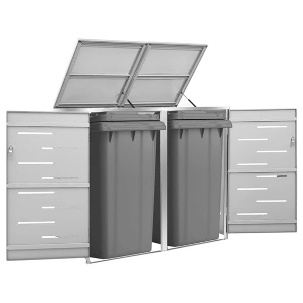 Berkfield Double Wheelie Bin Shed 138x77.5x115.5 cm Stainless Steel