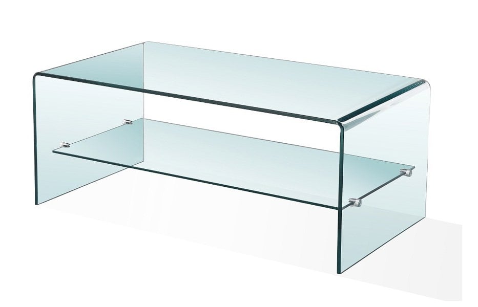 That's Furniture Luna Clear Glass Coffee Table with Shelf