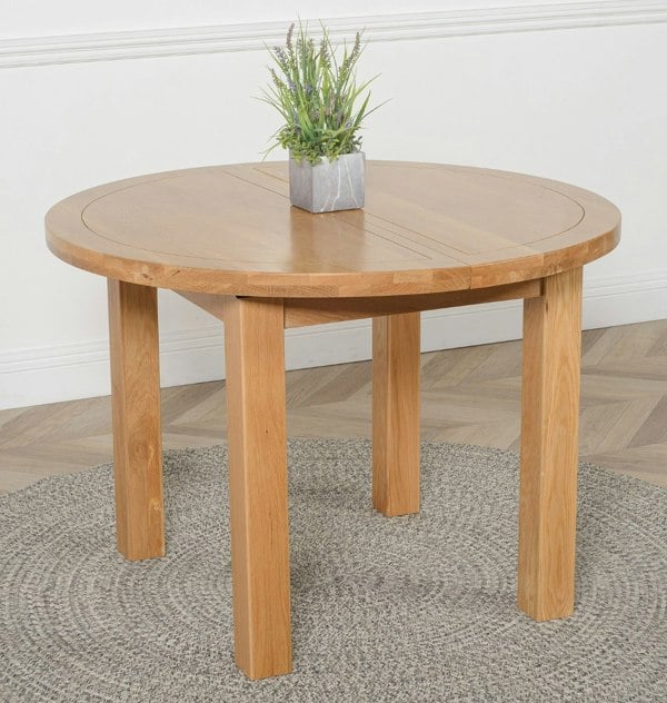 That's Furniture Edmonton Round Extendable Oak Dining Set with Stanford Oak Chairs